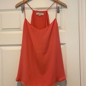 Coral colored Loft Tank, silky/poly material